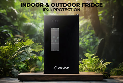 Black subcold apex95 beer fridge with ipx4 protection sleek vertical design and digital display for indoor and outdoor use