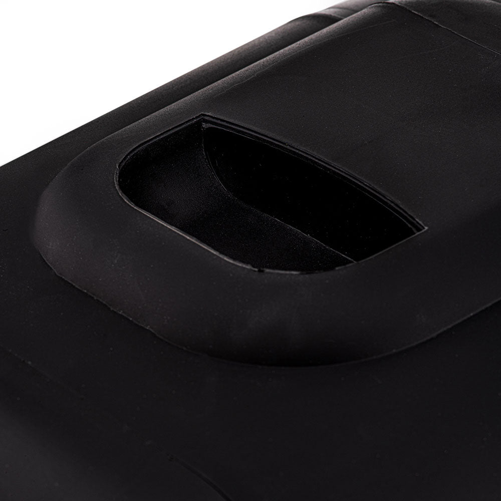 Black silicone phone case with matte finish and handle cutout shown with subcold classic 4l mini fridge