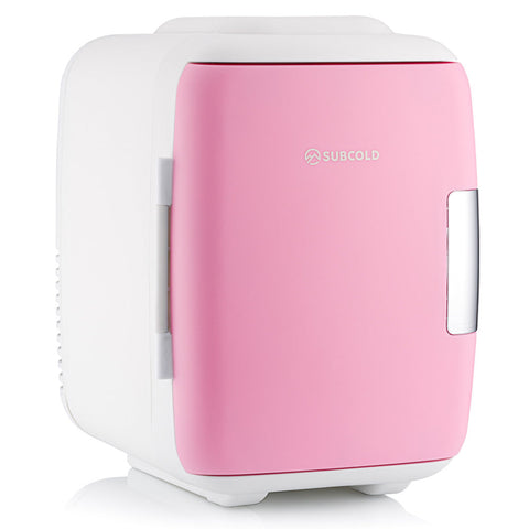 Pink and white subcold classic 4l mini fridge with sleek compact design perfect as a mini cooler for small spaces