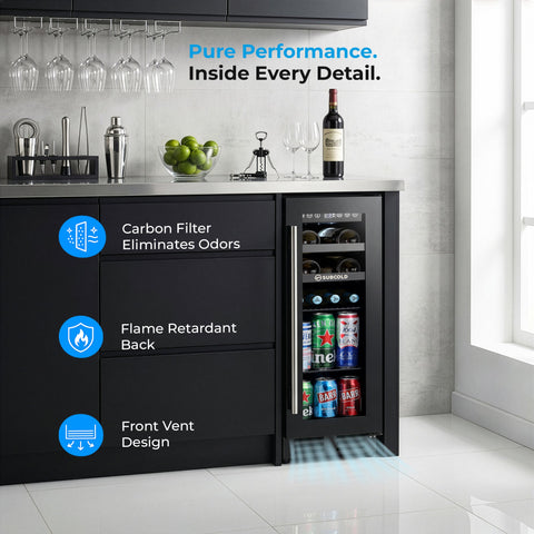 Black subcold integra30 integrated 2 in 1 drinks and wine cooler with glass door holds perfectly chilled bottles
