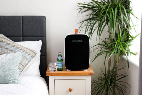 Black and white subcold pro 10l mini fridge with wooden handle compact 10l mini fridge for small spaces