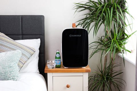 Black subcold pro 15l mini fridge with wooden handle on top compact 15l mini fridge for small spaces