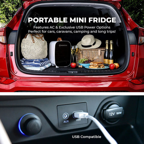 Subcold pro 6l mini fridge in white and black with removable shelf fits larger items perfect for cars or campers
