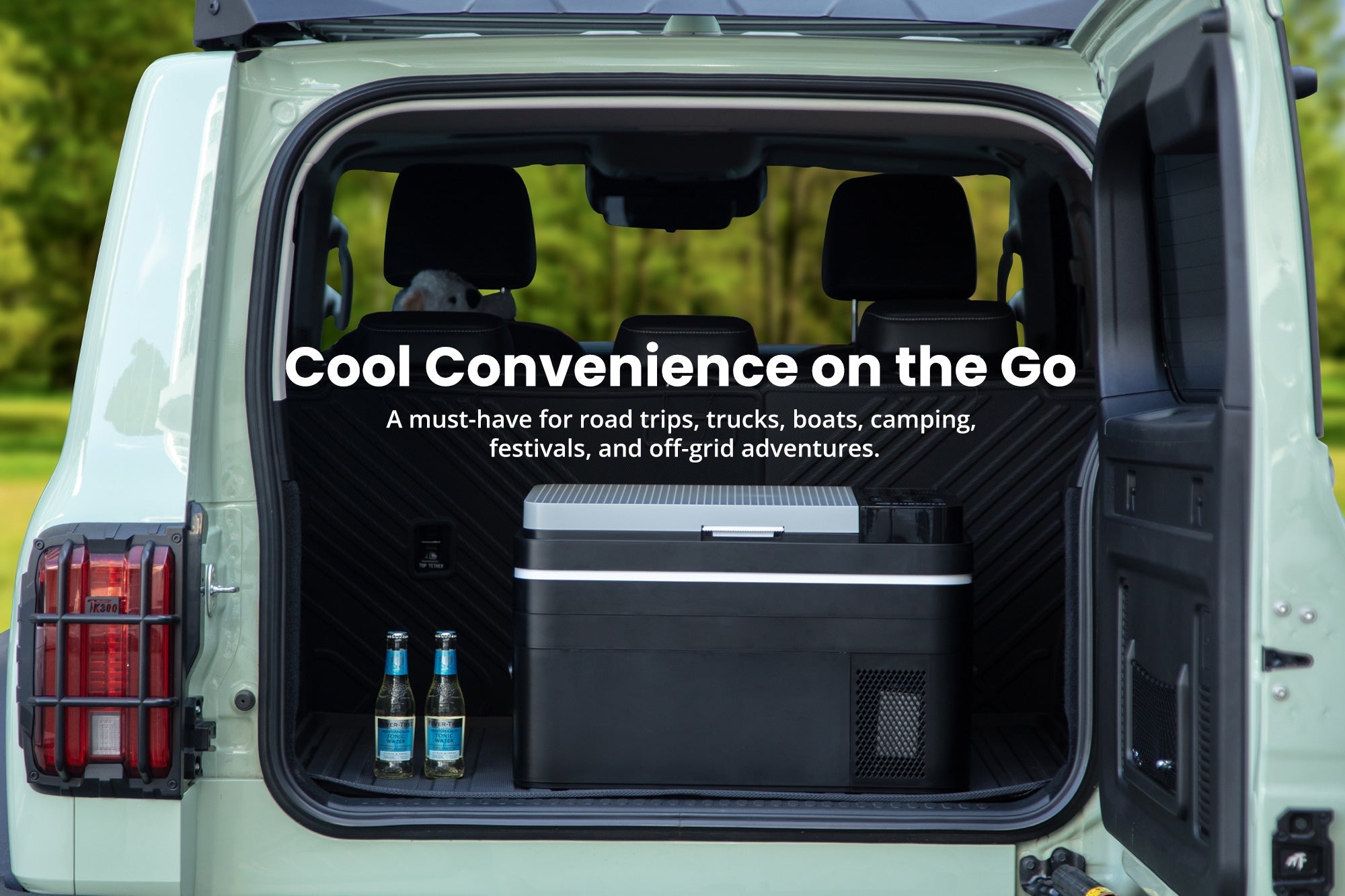 Black and silver textured subcold roam30 portable car fridge designed for outdoor adventures and road trips
