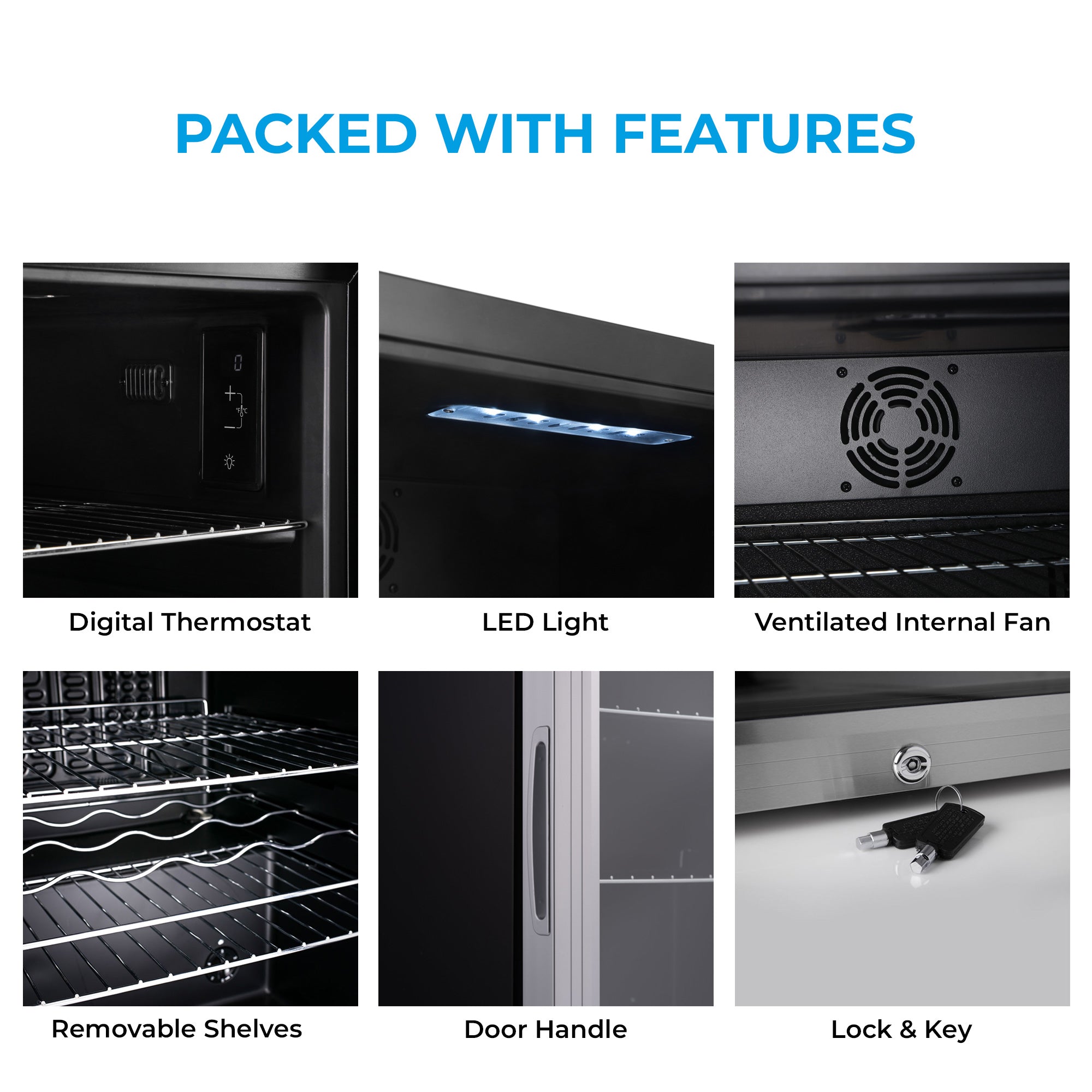 Black glass-door subcold super115 led beer fridge with digital thermostat ventilated fan and bright led lighting