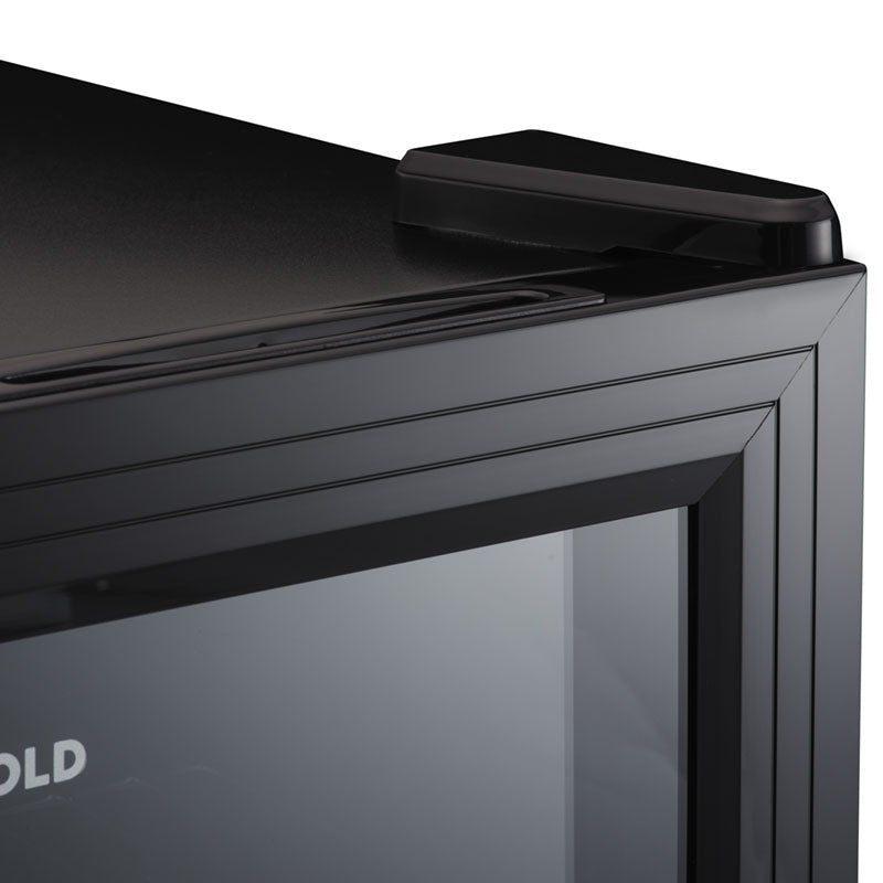 Black-framed subcold super50 led beer fridge with sleek modern design and glossy finish perfect drinks fridge