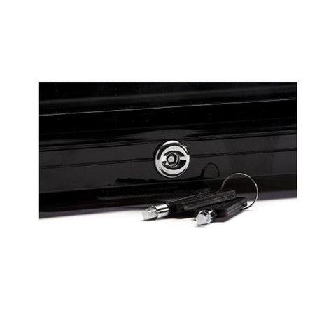 Black glossy metal key cabinet with circular silver lock and keys for subcold super drinks fridge beer fridge use