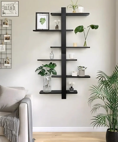 Sumgar black floating shelves pine wood 3 tier wall mounted unit perfect for living room bedroom or office space