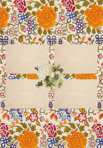 Surrey Rattan Rectangles Placemat - Sand Colour set of 4
