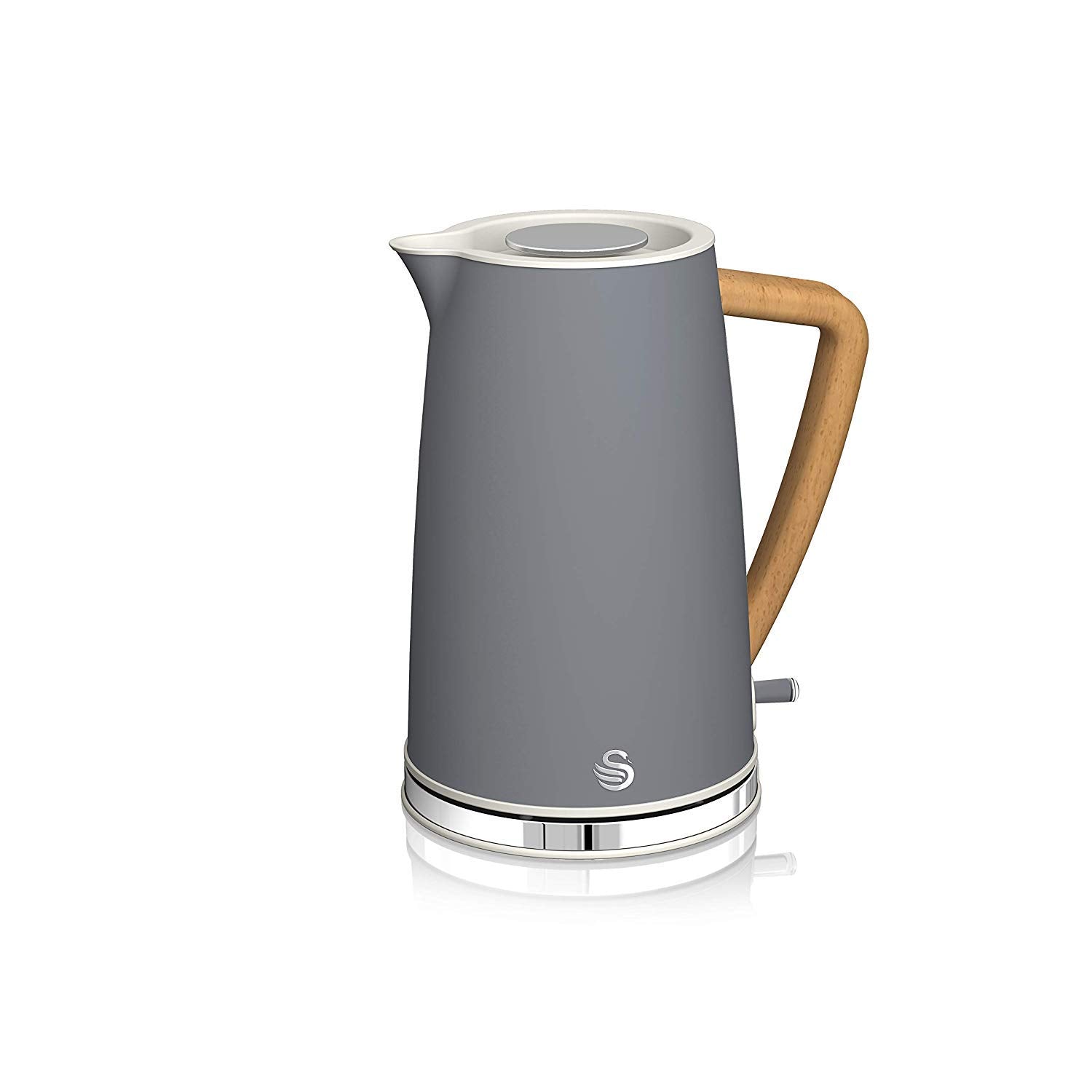Gray swan sk14610gryn nordic jug kettle with wooden handle silver base and fast boil technology in matte slate grey