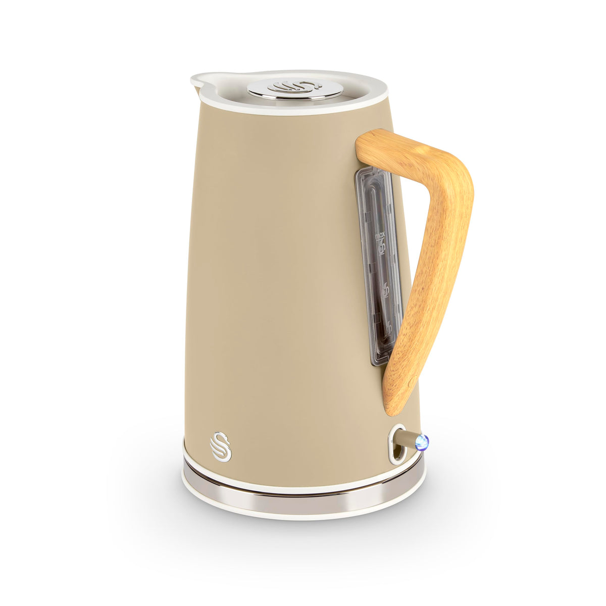 Beige swan sk14610oat nordic cordless jug kettle with wooden handle soft touch and fast boil technology in oatmeal color