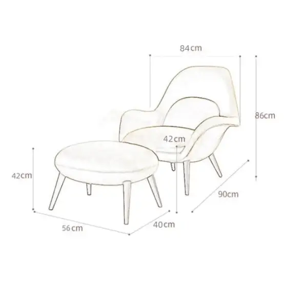 Swoon Lounge Petit Armchair And Stool White Wood Leg