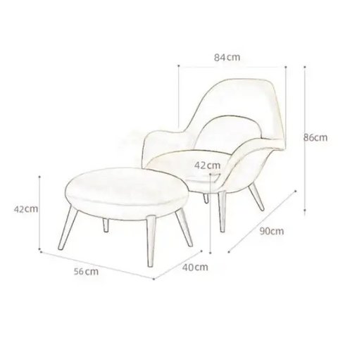 Swoon Lounge Petit Armchair And Stool White Wood Leg
