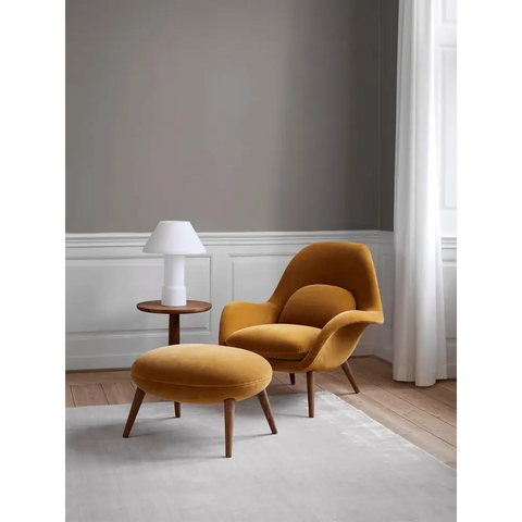 Swoon Lounge Petit Armchair And Stool White Wood Leg