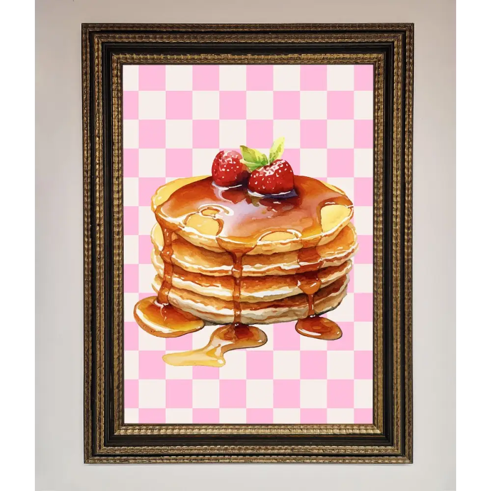 Syrup Pankcakes Framed Print - A3 (29.7 x 42 cm) / Ornate Gold Black - Framed Print