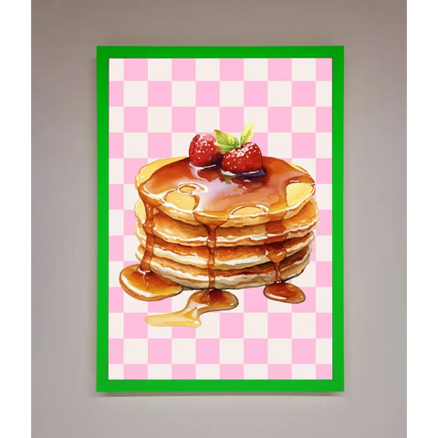 Syrup Pankcakes Framed Print - B0 (100 x 141 cm) / Neon Dark Green - Framed Print