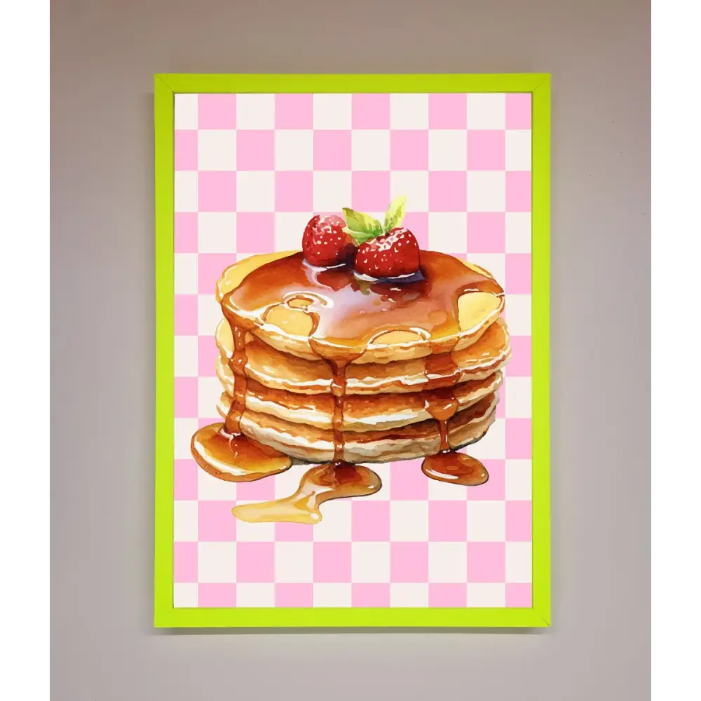 Syrup Pankcakes Framed Print - B0 (100 x 141 cm) / Neon Green - Framed Print