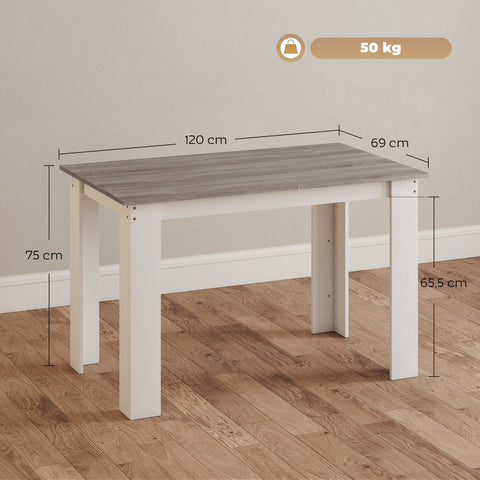HOMCOM Dining Table for 4-6 People, Kitchen Table with Wood Effect for Dining Room, Grey