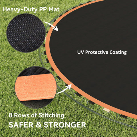 SPORTNOW Trampoline Replacement Mat with Spring Pull Tool, 42 V-Hooks, for 8ft Trampoline using 14cm Springs, Orange