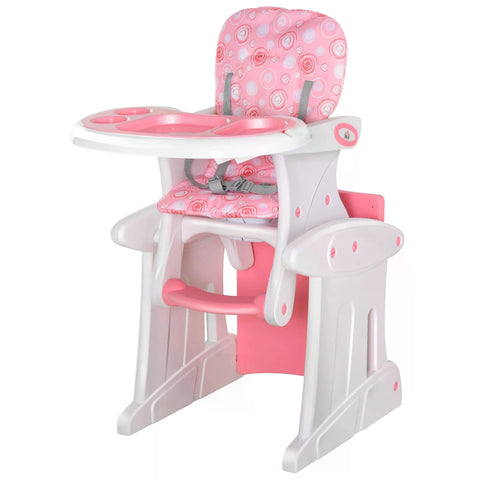 HOMCOM HDPE 3-in-1 Baby Booster High Chair Pink