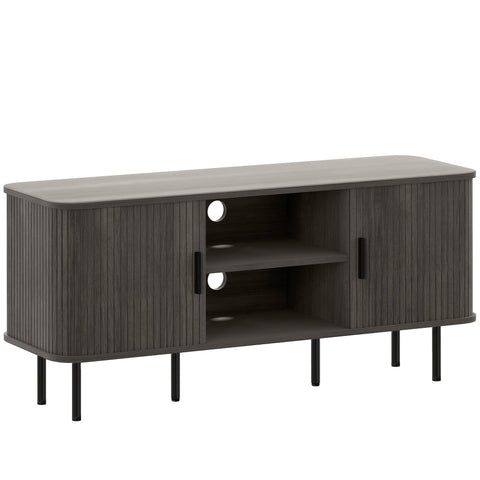 HOMCOM TV Stand Cabinet for TVs up to 55 Inches, TV Unit with Storage Shelves and Cupboard for Living Room, Grey