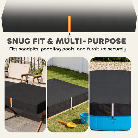 AIYAPLAY Sandbox Cover, Square Sandpit Cover Waterproof Dustproof UV Protection, Sandbox Canopy with Drawstring and Elastic Band