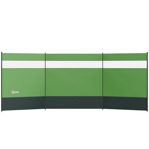 Outsunny Camping Windbreaker with Clear Windows, Carry Bag and Steel Poles, for Beach Caravan Campervan, 440 x 140cm, Army Green