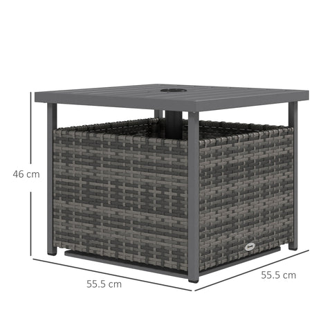 Outsunny Outdoor Rattan Wicker Coffee Table w/ Umbrella Hole Suitable for Garden Garden
