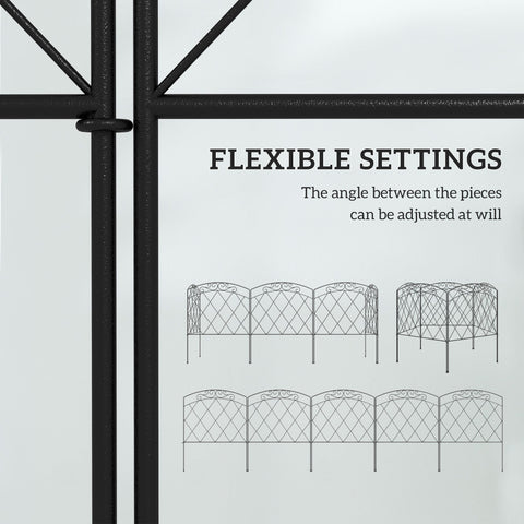 Outsunny 3m Decorative Metal Garden Fence - Diamond and Swirl Pattern