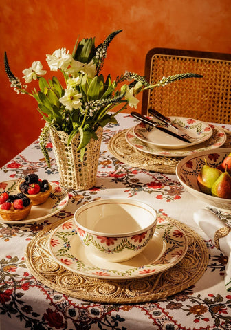 Sommerset Scroll Red Cotton Tablecloth