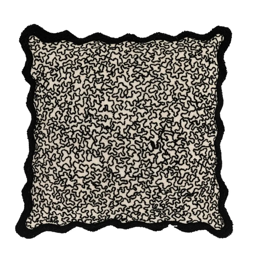 Tabor Embroidered Scatter Cushion - Black - Cushion