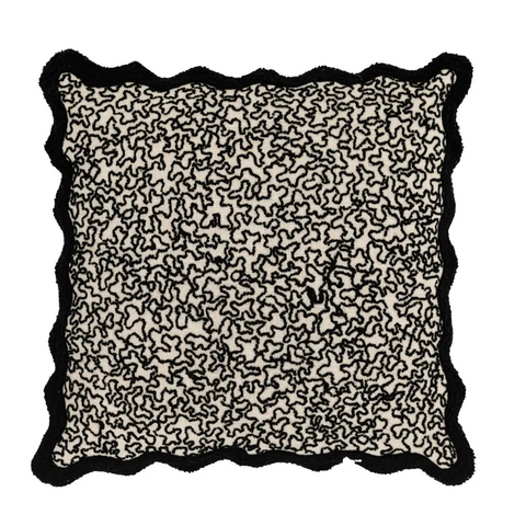 Tabor Embroidered Scatter Cushion - Black - Cushion