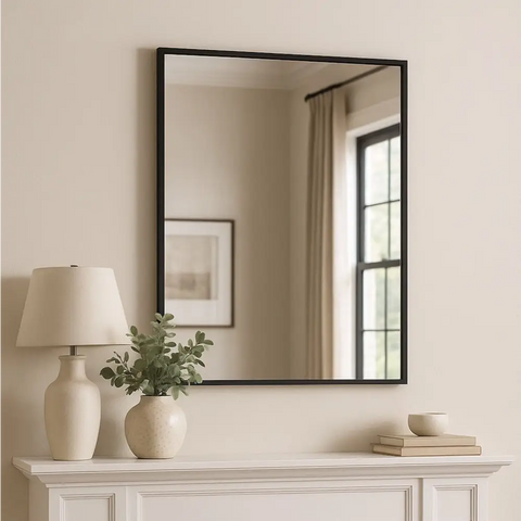 Takara - Black Metal Rectangle Mirror - 70cm x 50cm - Mirror