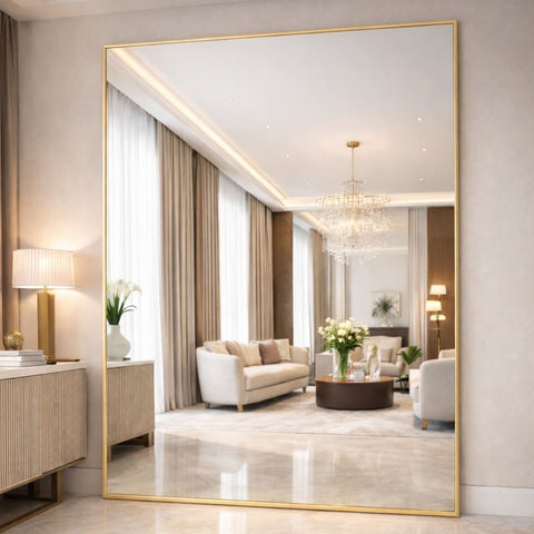 Takara - Full Length Gold Metal Rectangle Mirror - 200cm x 150cm