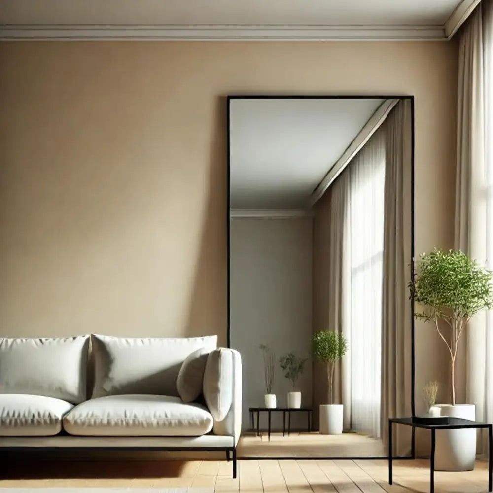 Takara - Full Length Leaner Black Metal Rectangle Mirror - 180cm x 90cm - Mirror