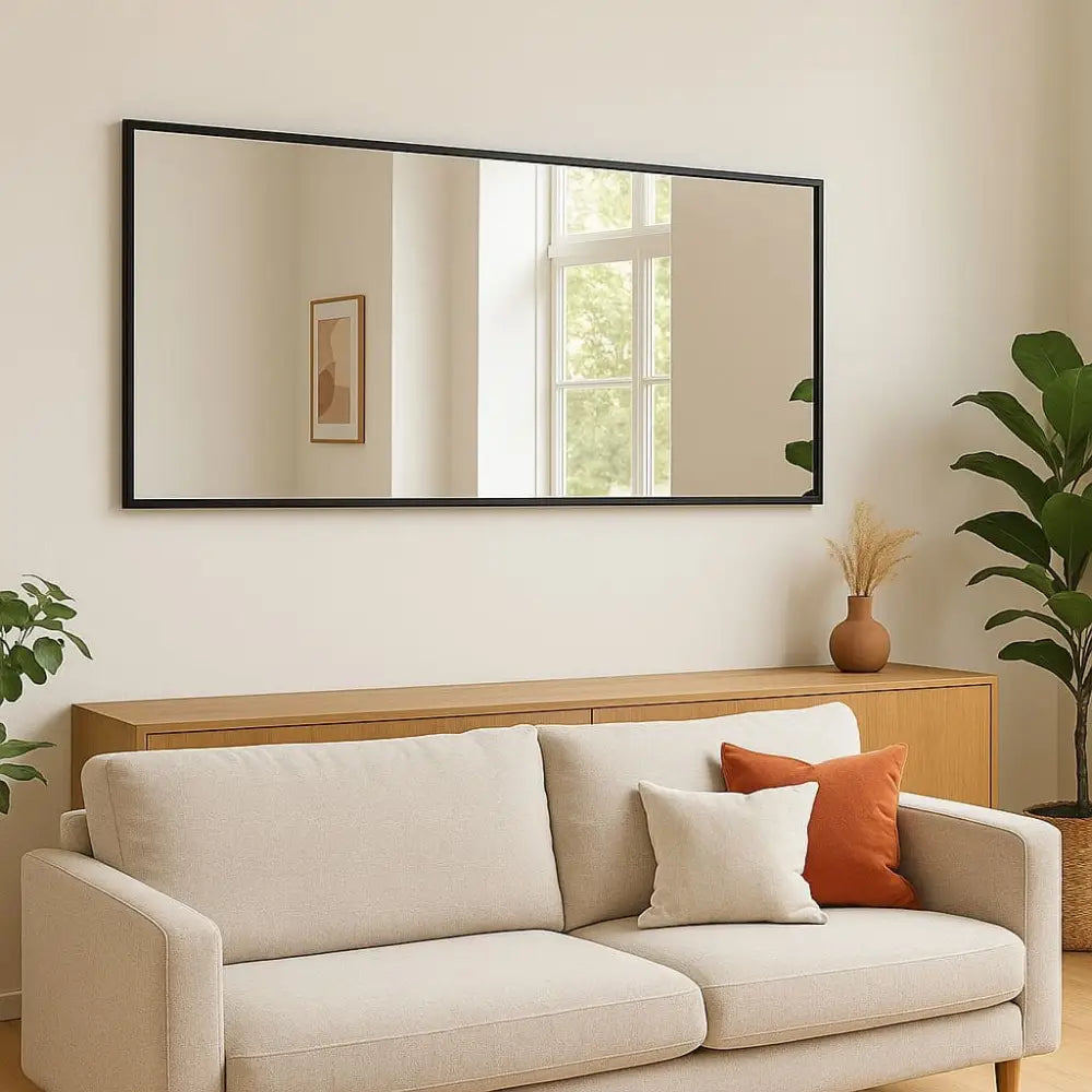 Takara - Full Length Leaner Black Metal Rectangle Mirror - 180cm x 90cm - Mirror