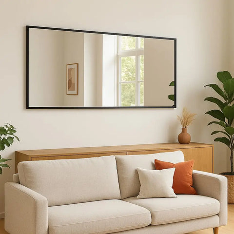 Takara - Full Length Leaner Black Metal Rectangle Mirror - 180cm x 90cm - Mirror