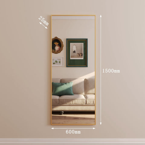 Takara - Full Length Leaner Gold Metal Rectangle Mirror - 150cm x 60cm