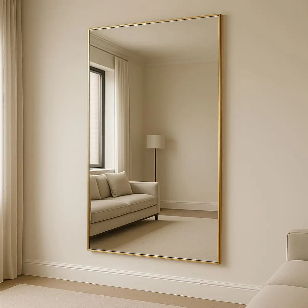 Takara - Full Length Leaner Gold Metal Rectangle Mirror - 180cm x 105cm - Mirror