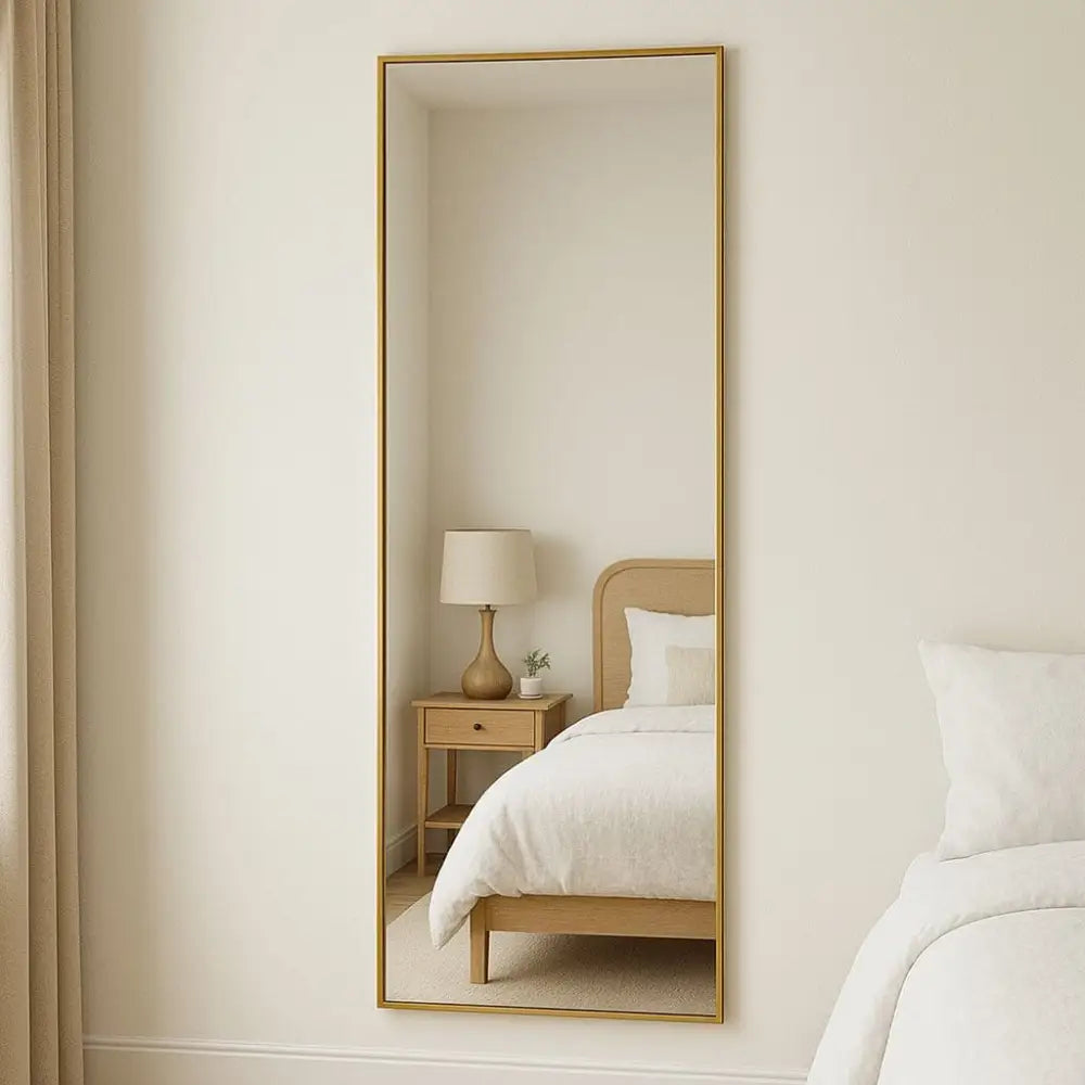 Takara - Full Length Leaner Gold Metal Rectangle Mirror - 180cm x 60cm - Mirror