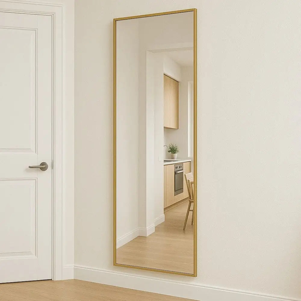 Takara - Full Length Leaner Gold Metal Rectangle Mirror - 180cm x 60cm - Mirror