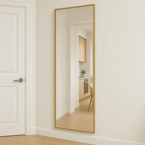 Takara - Full Length Leaner Gold Metal Rectangle Mirror - 180cm x 60cm - Mirror