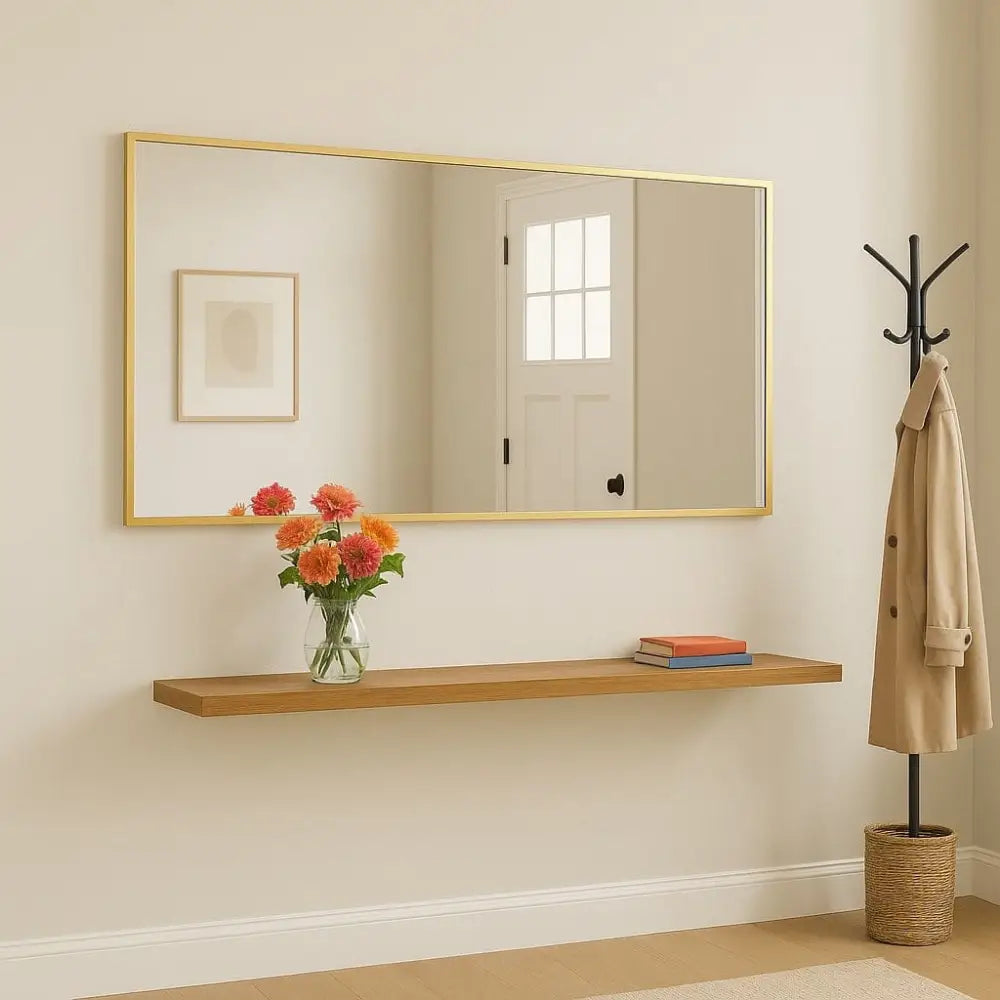 Takara - Full Length Leaner Gold Metal Rectangle Mirror - 180cm x 90cm - Mirror