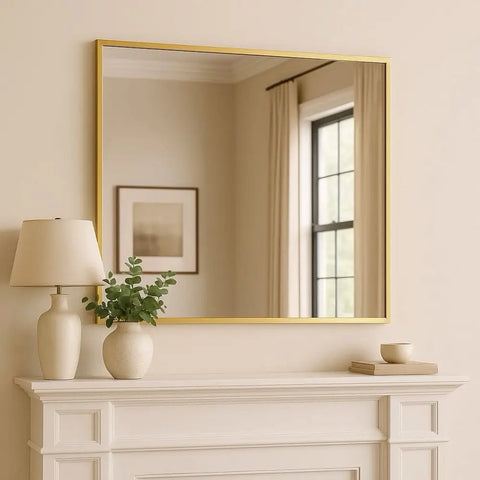 Takara - Gold Metal Rectangle Mirror - 120cm x 95cm - Mirror