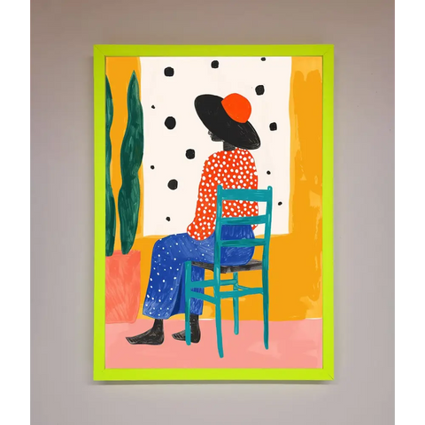 Take A Seat Framed Poster - B0 (100 x 141 cm) / Neon Green - Framed Print