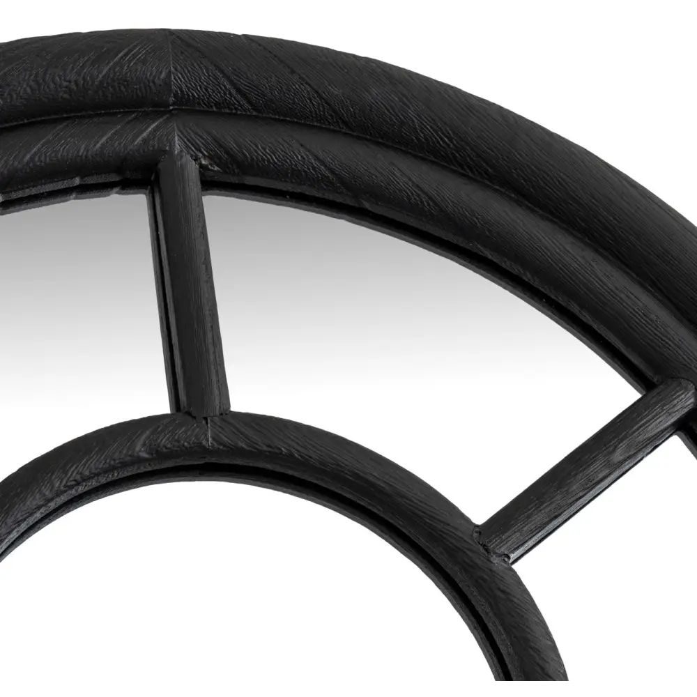 Tall Arched Wood Window Mirror 170cm Black - Mirrors