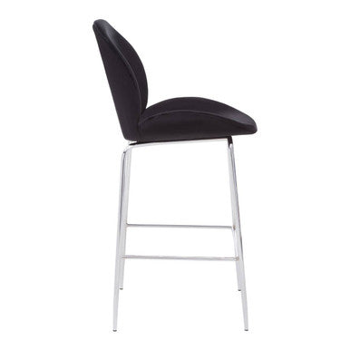 Tamzin black velvet bar chair with black velvet chrome finish and sleek modern design perfect for home bars