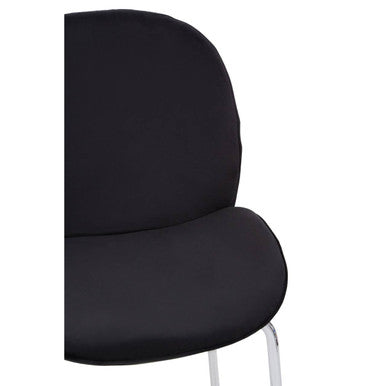 Tamzin black velvet chrome bar chair with sleek black upholstered seat and shiny chrome legs for stylish seating