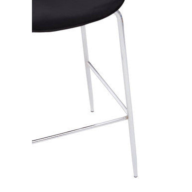 Tamzin black velvet bar chair with black velvet upholstery and sleek chrome legs for stylish seating