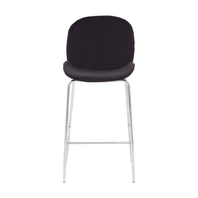 Tamzin black velvet bar chair with black velvet chrome upholstery and sleek chrome metal legs perfect for bars